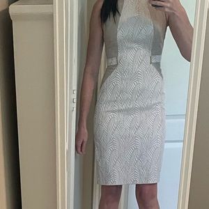 Calvin Klein neutral leaf dress
